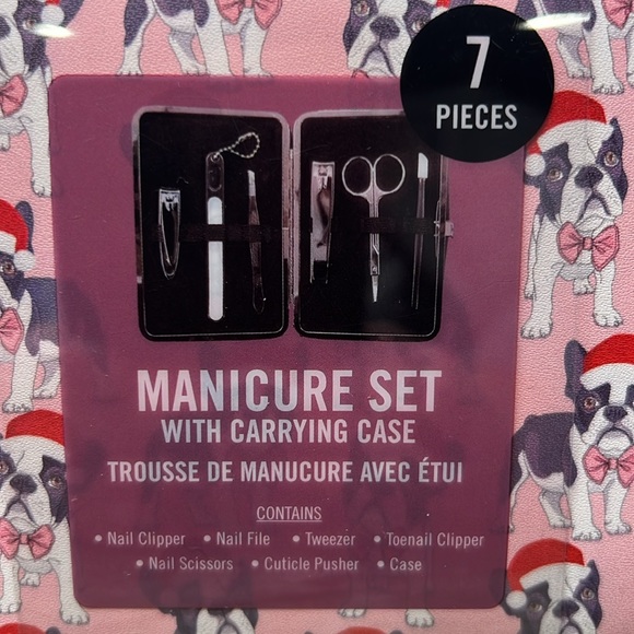 NEW French Bulldog Frenchie Boston Terrier Santa Manicure Set Case Christmas - Picture 3 of 6
